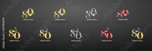Luxury Logo 80th, 80th Elegant years happy anniversary, Creative design template for celebration, birthday, greeting and invitation. Gold color