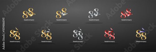 Luxury Logo 88th, 88th Elegant years happy anniversary, Creative design template for celebration, birthday, greeting and invitation. Gold color photo