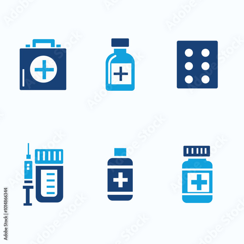 Diabetes icon vector set. Blood sugar level of diabetic people that need insulin. Glucose monitor symbol illustration