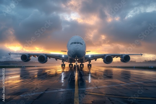 Close up view of airbus a380 engine on the runway at an airport, showcasing aviation engineering