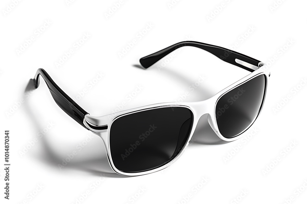 Sunglasses with a dark gray frame on a white background. Sunglasses with a dark gray frame on a white background.