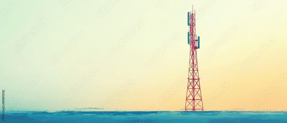 Obraz premium Radio Transmission Tower in Flat Side View