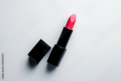 A glossy lipstick tube, isolated on a white background photo