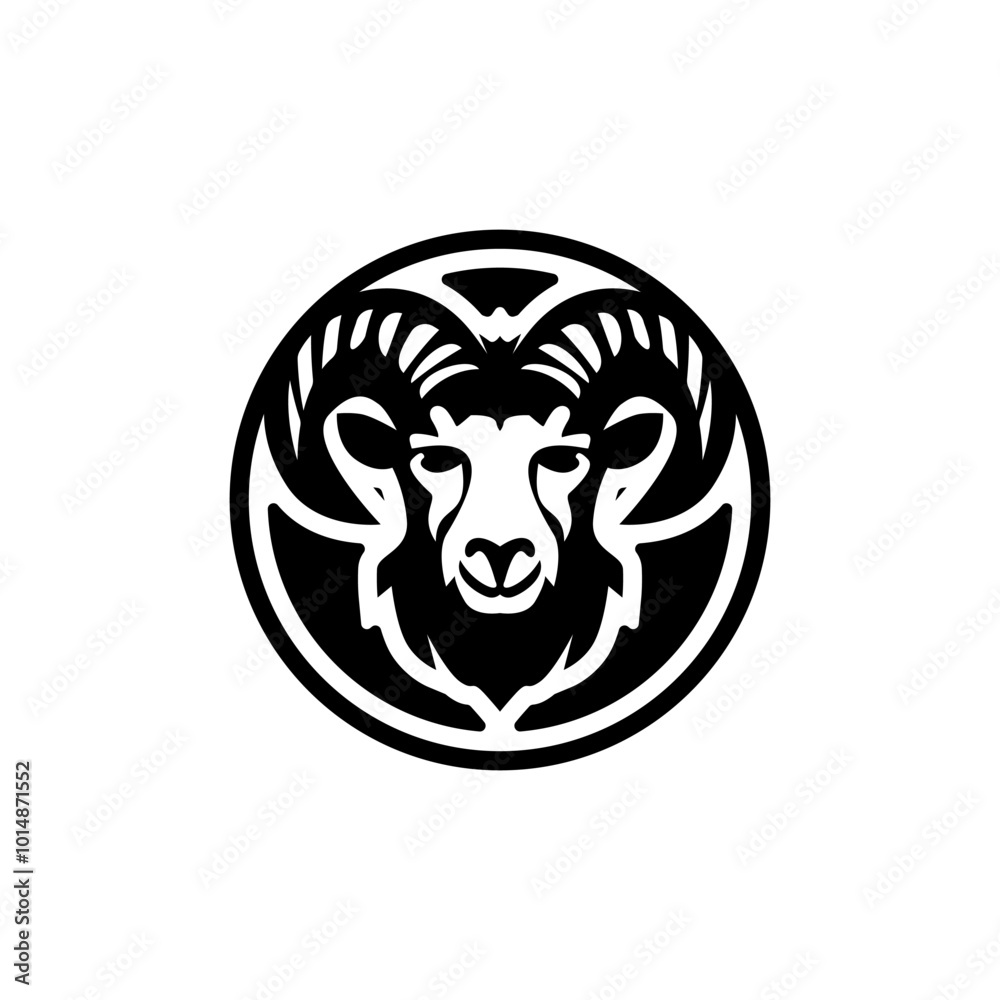 Goat head logo silhouette vector. Sheep's head icon on white background. Goat head logo silhouette vector. Sheep's head icon on white background.
