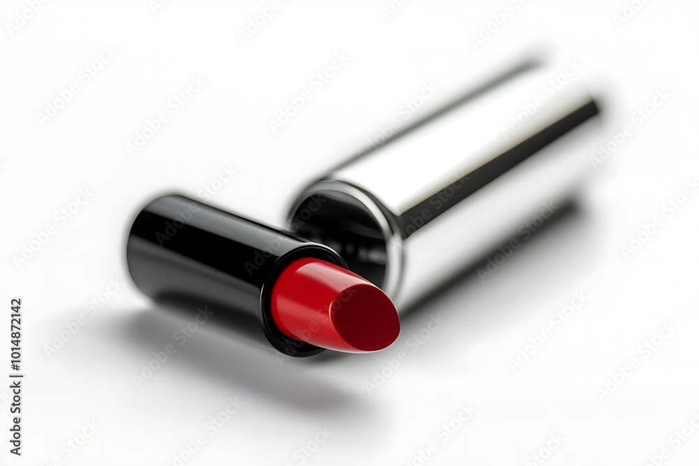 A glossy lipstick tube, isolated on a white background