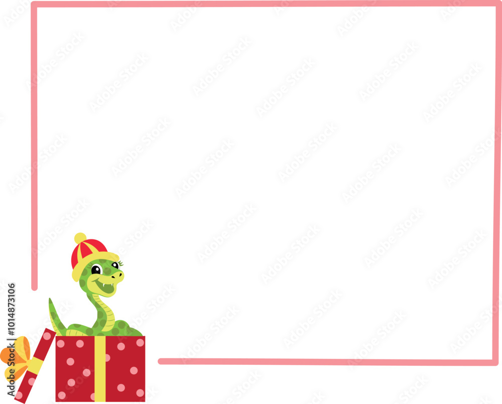 Naklejka premium Frame with funny snake. A letter to happy snake.Symbol of the year.