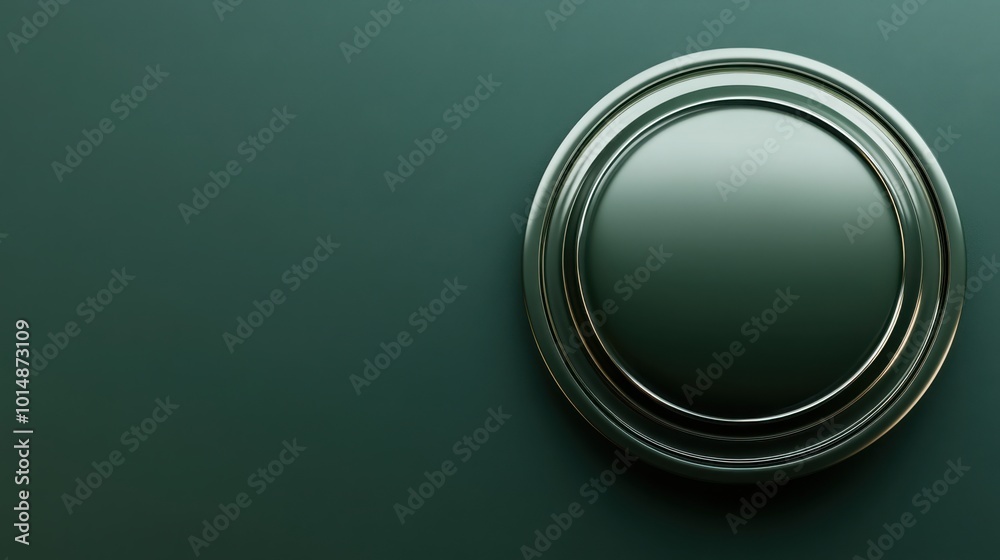 A visually striking 3D rendering of a push button set against a bold green background. The button showcases a contemporary design with smooth curves and a shiny surface A visually striking 3D rendering of a push button set against a bold green background. The button showcases a contemporary design with smooth curves and a shiny surface