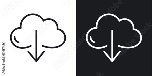 Cloud download icon in Thin line black color. flat simple vector symbols illustration.