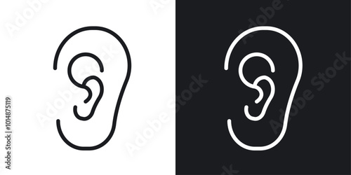 Ear icon in Thin line black color. flat simple vector symbols illustration.