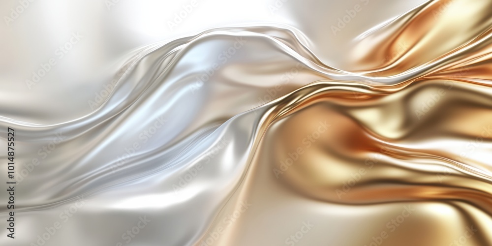 Elegant Draped Fabric in White and Gold Tones Elegant Draped Fabric in White and Gold Tones
