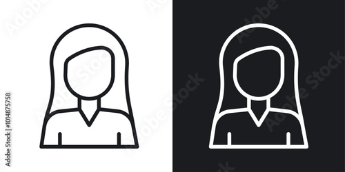 Girl icon in Thin line black color. flat simple vector symbols illustration.