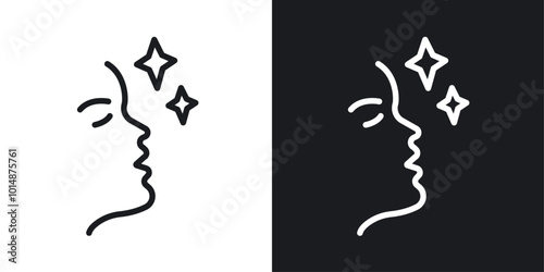 Glowing skin icon in Thin line black color. flat simple vector symbols illustration.