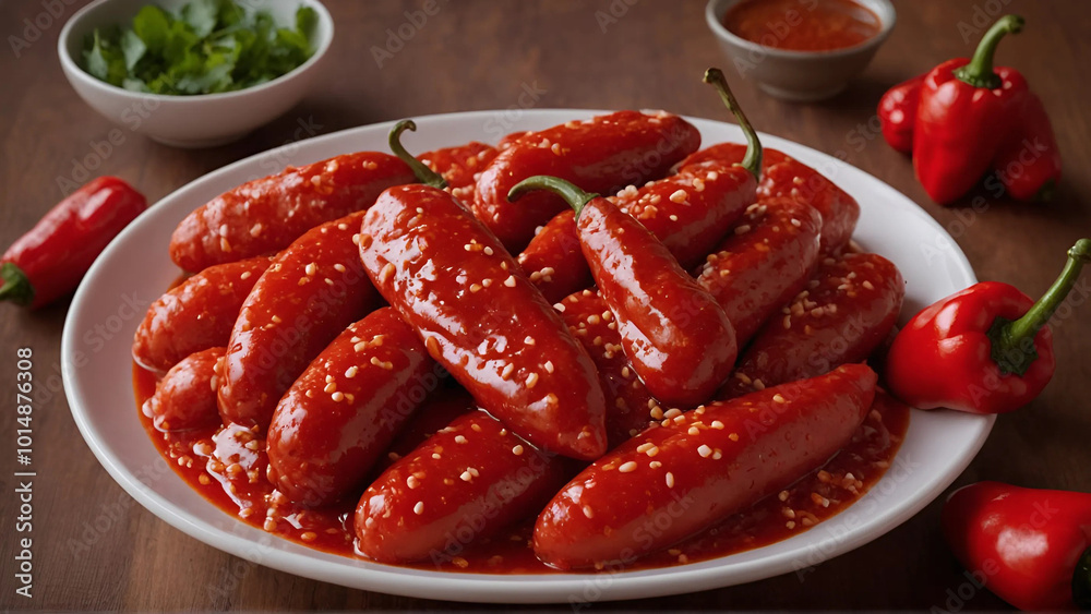 Treditional fresh spicy red chili sauce Treditional fresh spicy red chili sauce