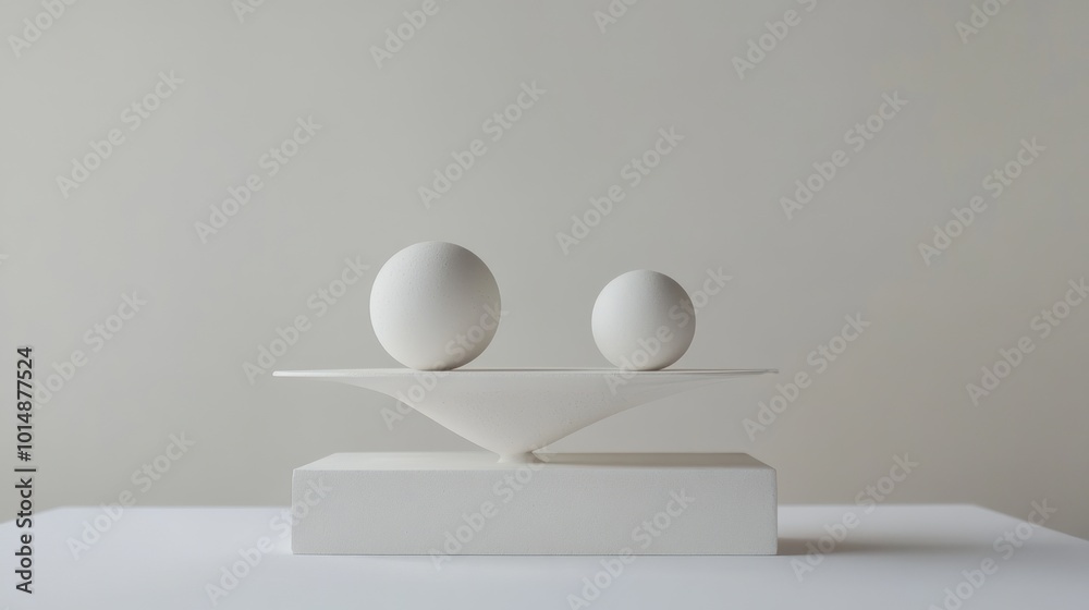 Balanced White Spheres on Platform Balanced White Spheres on Platform