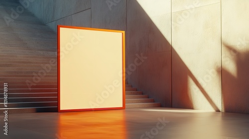 Large Orange Frame Standing on the Floor photo