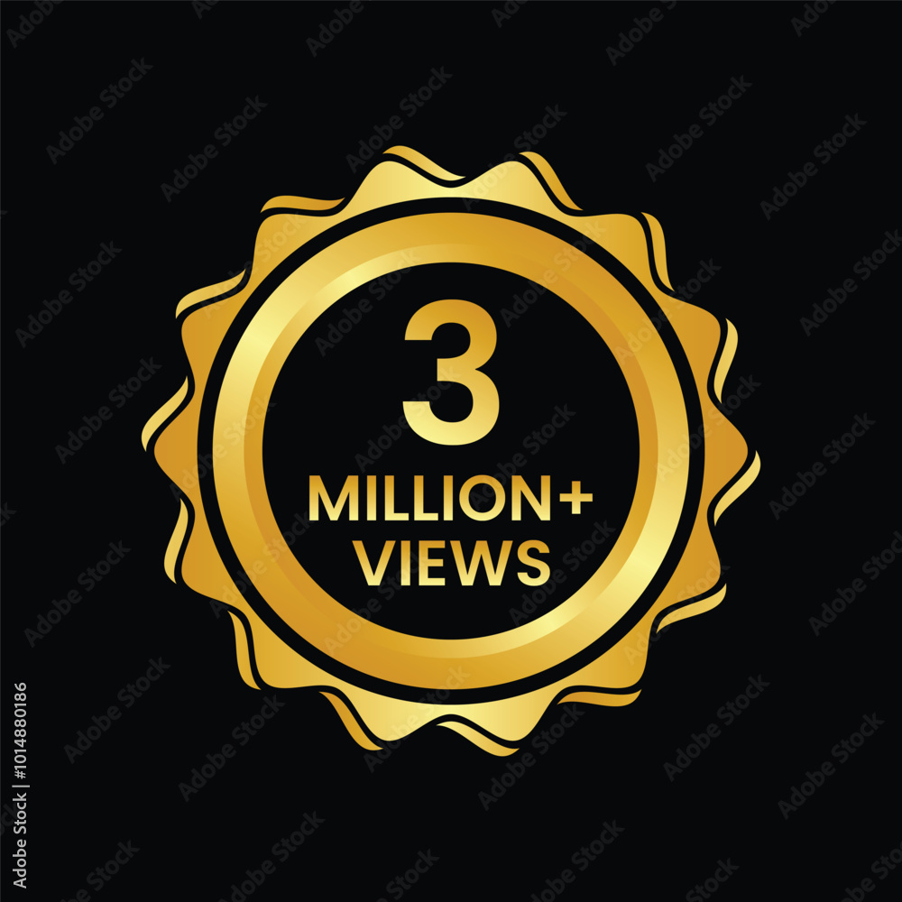 Naklejka premium 3 million views on the video Golden Label.