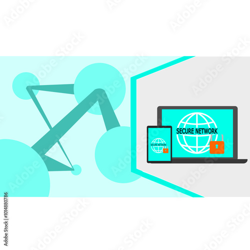 safe network, good internet illustration. vector with blue background.