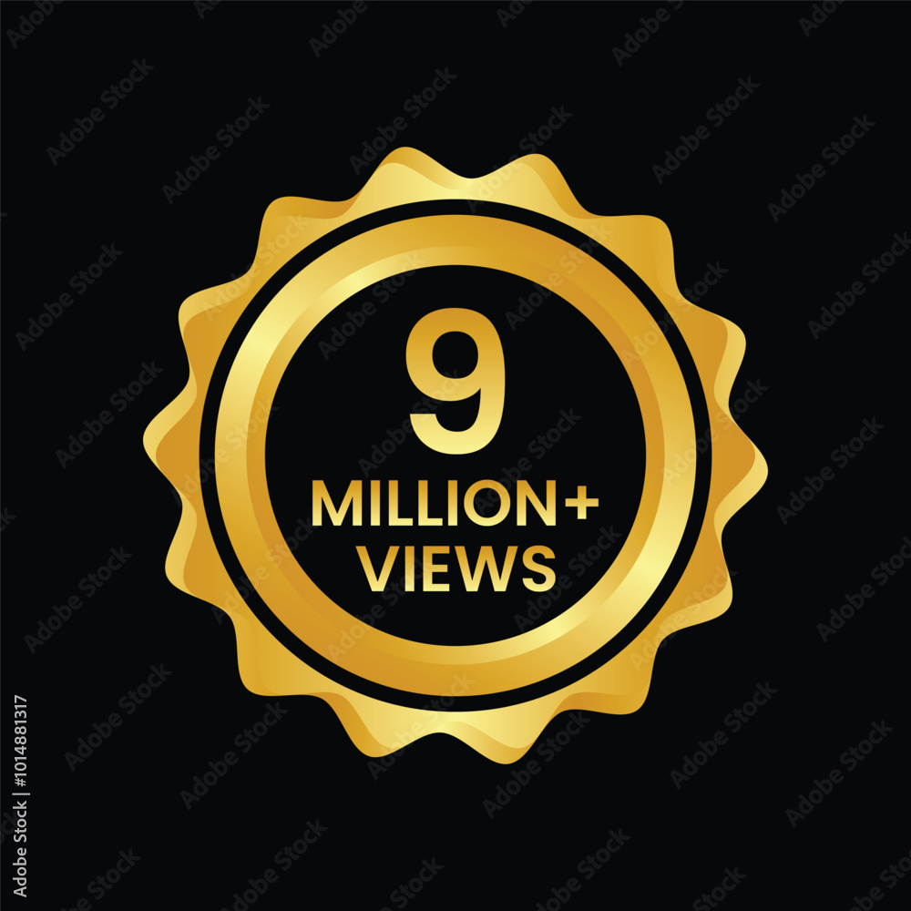 Naklejka premium 9 million views on the video Golden Label