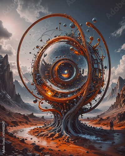 A poster with a man and a large eye in the middle of it