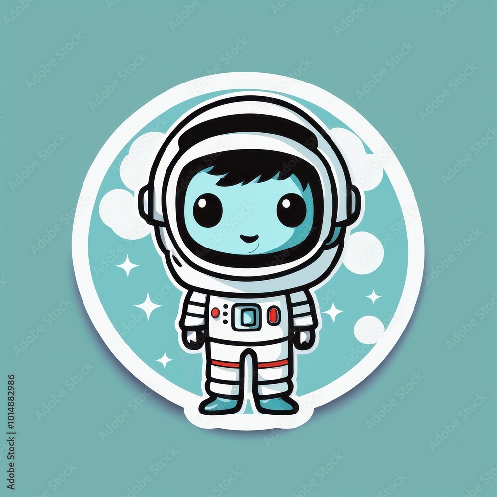 A cute cartoon astronaut character with a friendly expression, set against a light blue background. A cute cartoon astronaut character with a friendly expression, set against a light blue background.