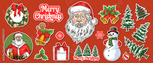 Christmas holidays colorful set logotypes