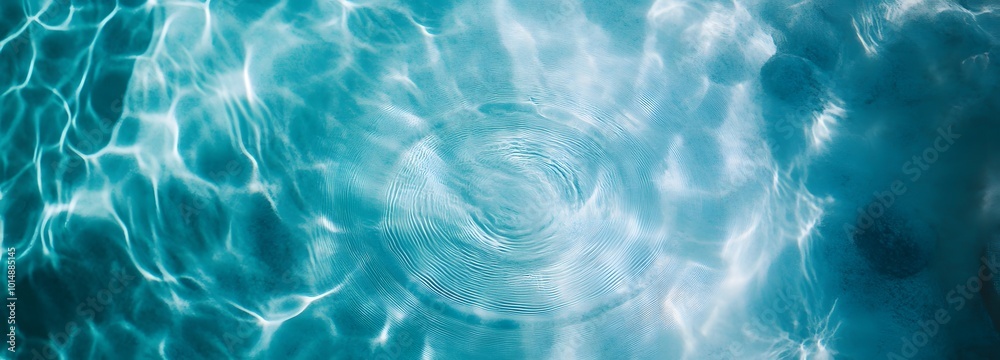 Fototapeta premium 4. A peaceful blue water texture displaying gentle rings and ripples, captured from a flat lay perspective, creating a harmonious spa background with clear space for text