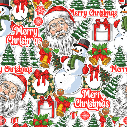 Merry Christmas pattern seamless colorful