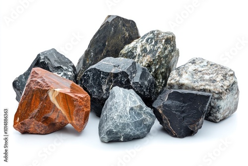 Group of stone isolated on white background - generative ai