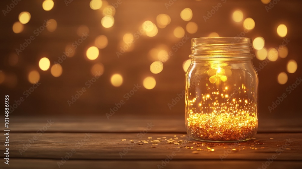 Enchanting Glow: A Mason Jar Filled with Sparkling Lights Enchanting Glow: A Mason Jar Filled with Sparkling Lights