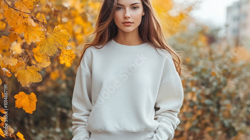 autumn sweater mock up. fall seasonal flat lay template. ai generated