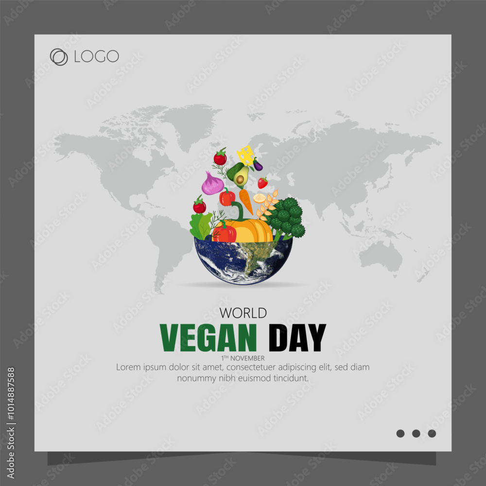 Naklejka premium World Vegan Day is an annual global event celebrated on November 1st to promote and raise awareness about veganism.