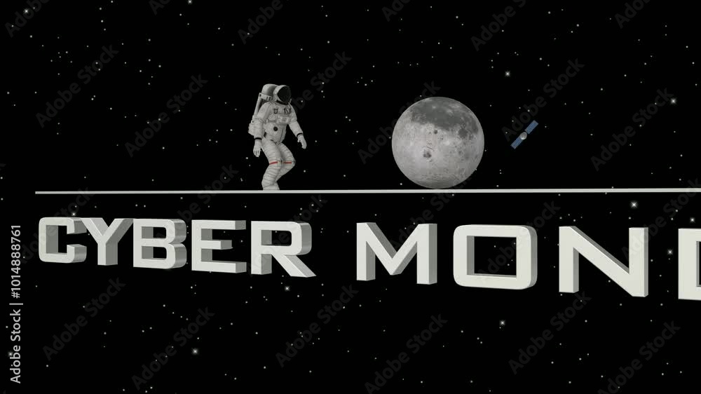 Intro - Cyber ​​Monday with an Astronaut and the Moon, Unique Design, Exclusive
