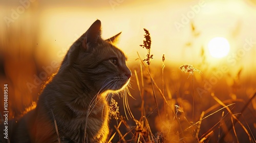 Sticker cat at sunset