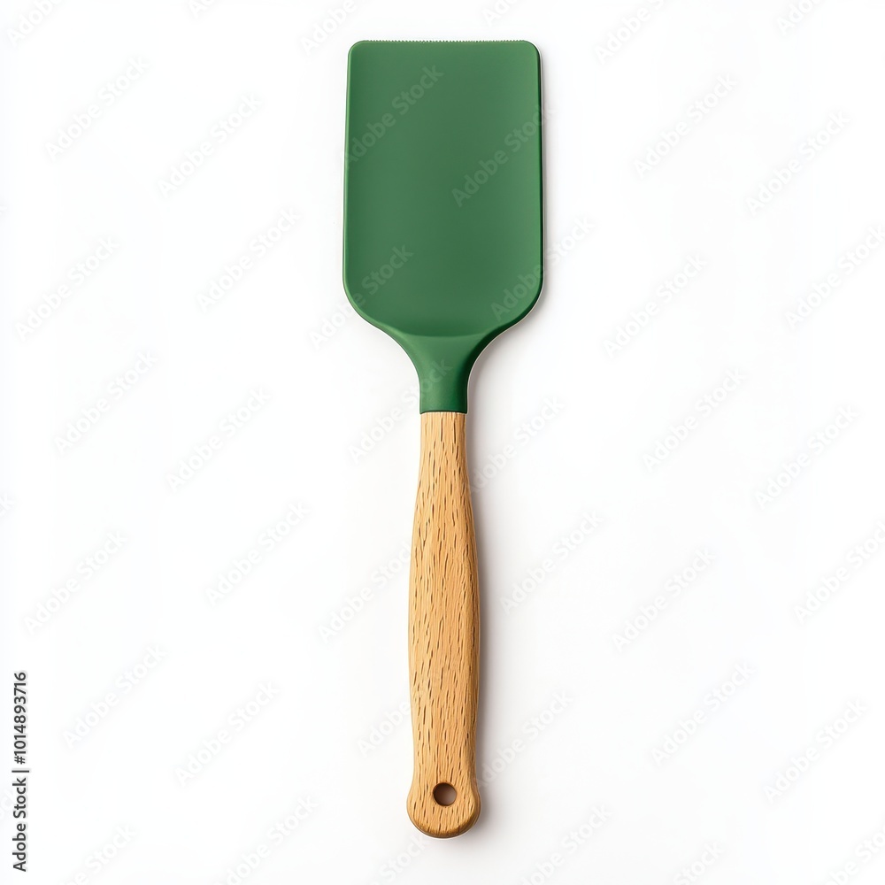 A spatula, kitchen utensil, silicone head with wooden handle, minimalist design, isolated on white background A spatula, kitchen utensil, silicone head with wooden handle, minimalist design, isolated on white background
