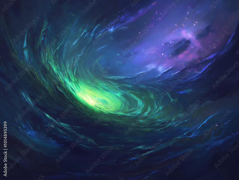 Cosmic Mystery: A Galaxy with a Glowing Green Core Encased in Darkness Cosmic Mystery: A Galaxy with a Glowing Green Core Encased in Darkness