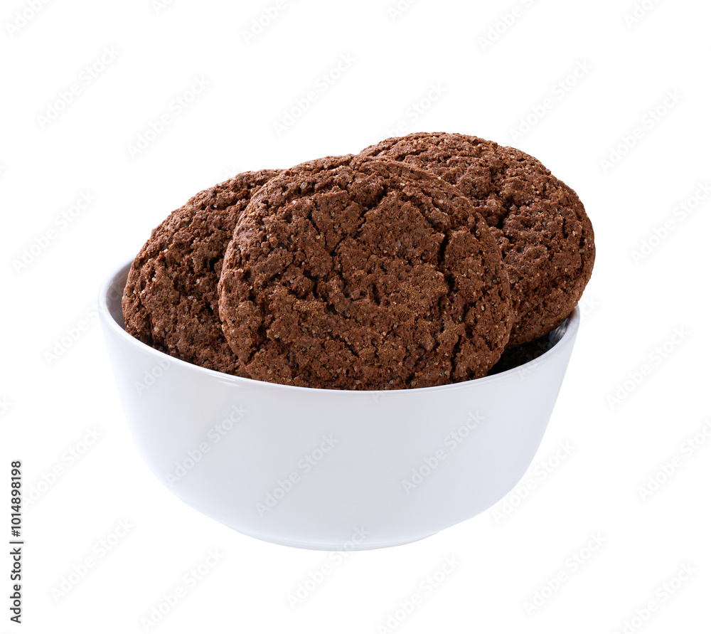 Chocolate brownie cookies with cracks in a ceramic plate isolated on white background, full depth of field. Chocolate brownie cookies with cracks in a ceramic plate isolated on white background, full depth of field.