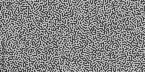 Organic seamless patterns with rounded lines Diffusion reaction background. Monochrome background of natural organic forms motion. Overlay template abstract Turing organic wallpaper background.