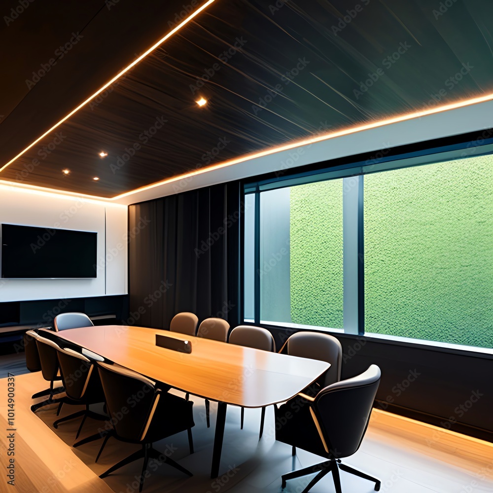 meeting room with furniture and large flat screen meeting room with furniture and large flat screen