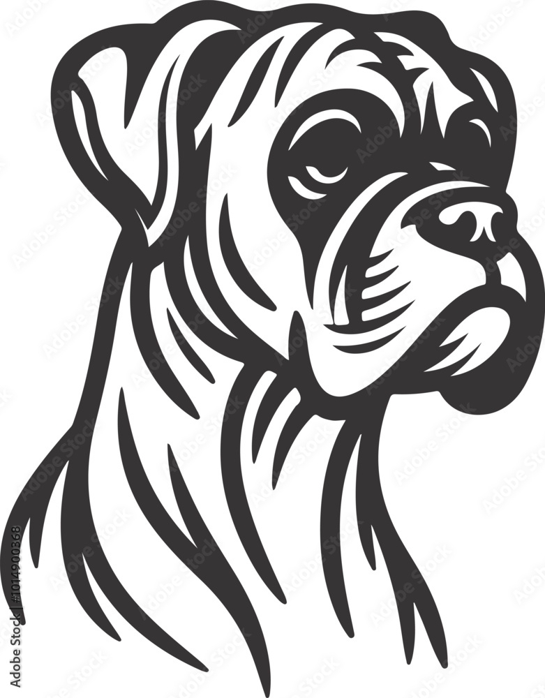 Obraz premium Boxer dog silhouette vector illustration. Black silhouettes of breeds of dogs.