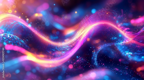 Abstract Colorful Wave with Glowing Lights