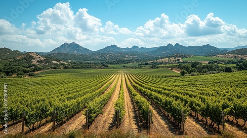 Wallpaper Mural Scenic vineyard landscape during harvest season, viewed from a distance, showcasing the beauty of agriculture  Torontodigital.ca