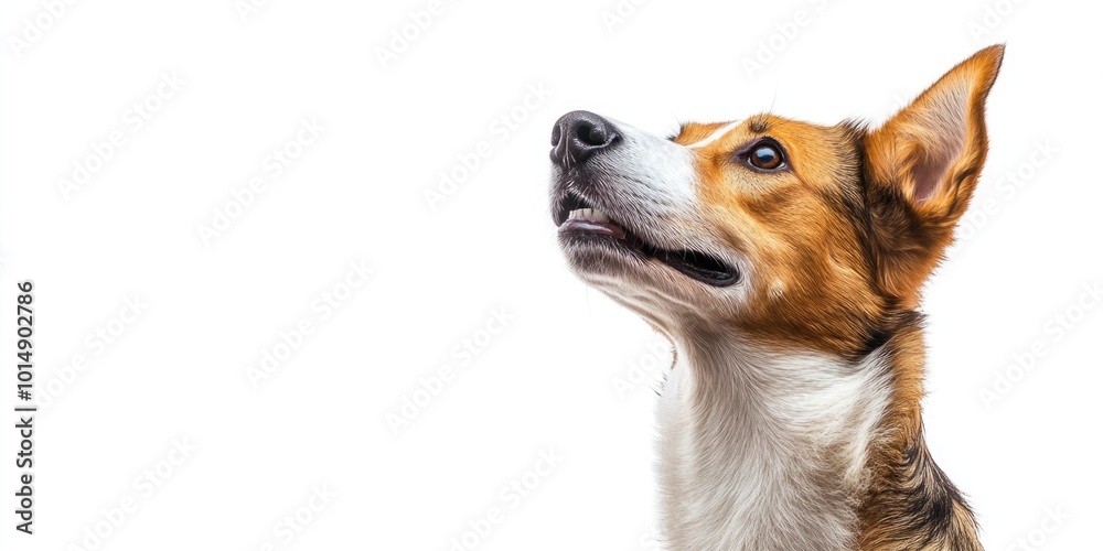 Brown and White Dog Looking Up Brown and White Dog Looking Up