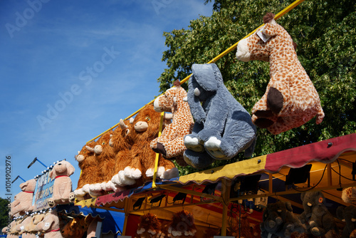 a group of animal toys in a row photo