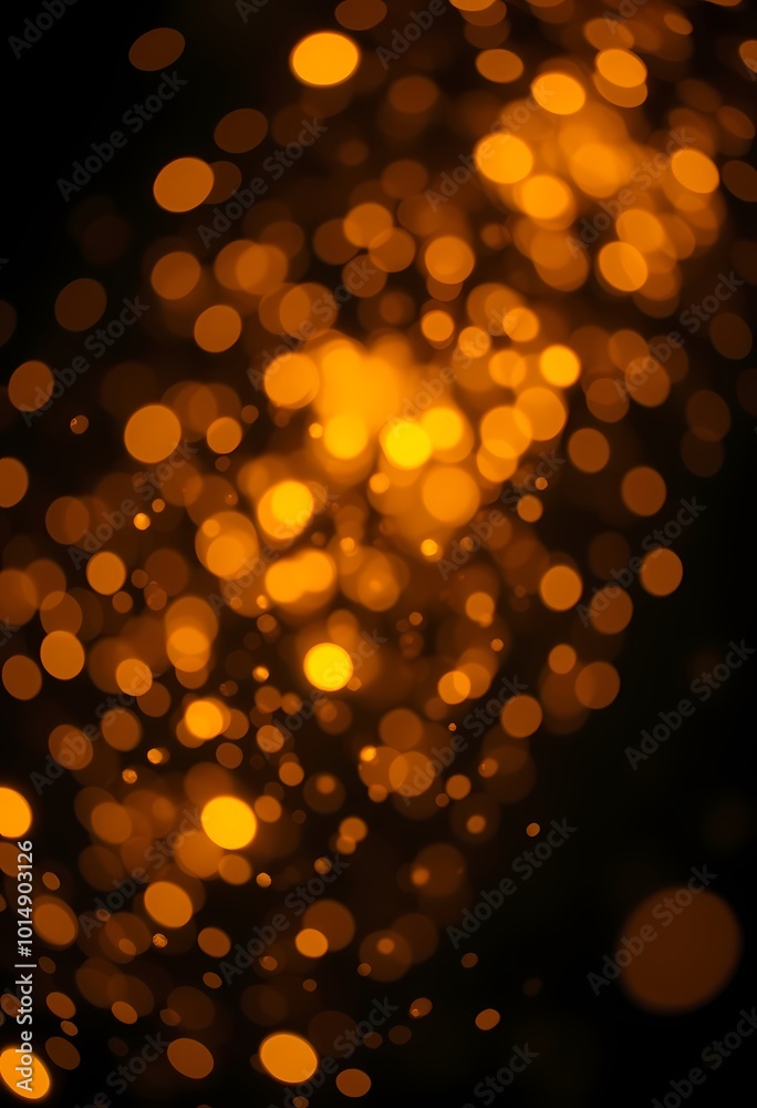 Obraz premium Abstract Golden Light Particles Floating in Darkness, Soft Stardust Effect