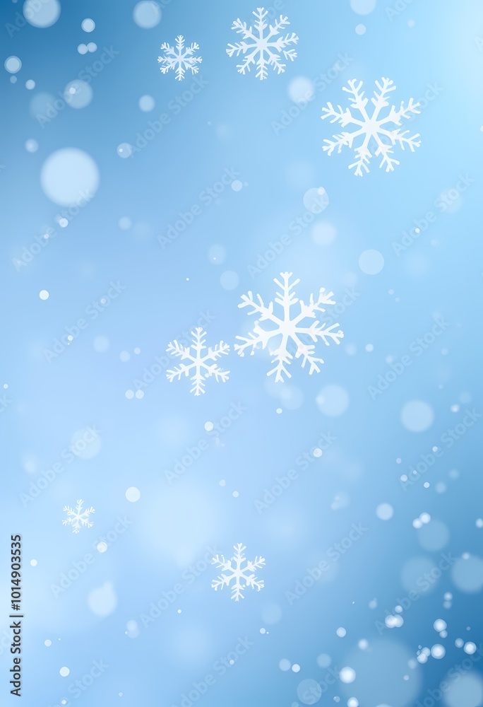 White Snowflakes Floating on a Cool Blue Gradient Accented by Soft Glowing Light Particles White Snowflakes Floating on a Cool Blue Gradient Accented by Soft Glowing Light Particles