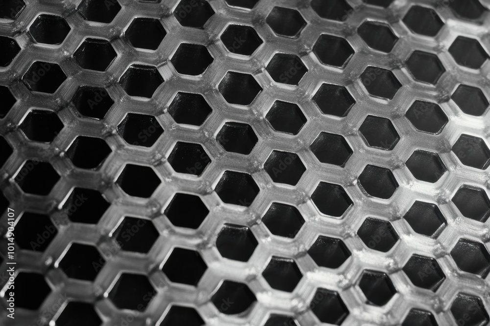 Close-up of a Hexagonal Metal Mesh Pattern Close-up of a Hexagonal Metal Mesh Pattern