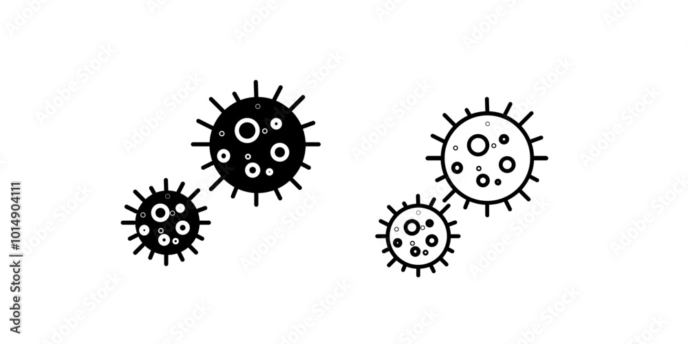 Bacteria, virus, germs icon set in thin line style. Simple Set of Bacteria Related Vector Icons for Your Design.