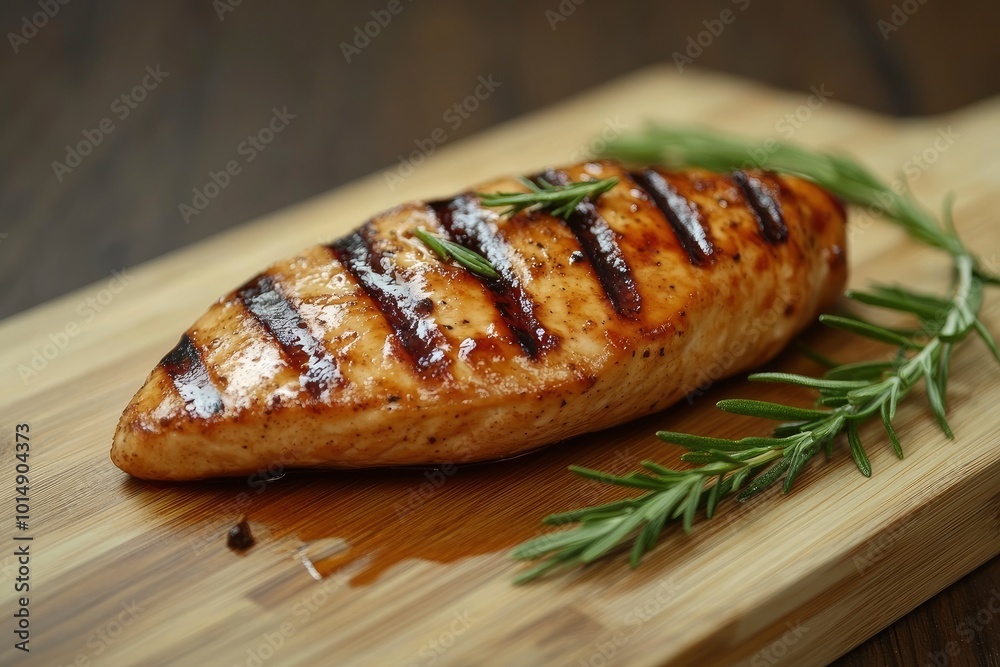 Chicken breast Meat on Wooden Cutting Board - generative ai Chicken breast Meat on Wooden Cutting Board - generative ai