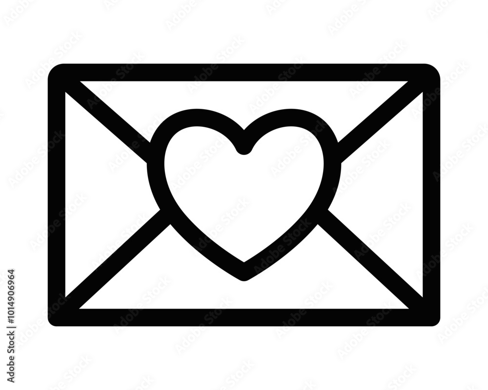 Minimalistic heart envelope icon in black outline. Vector illustration representing love, mail, or communication. Editable stroke. Minimalistic heart envelope icon in black outline. Vector illustration representing love, mail, or communication. Editable stroke.