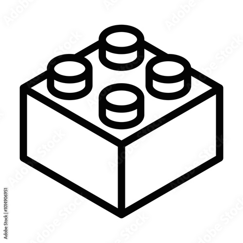Minimalistic building block icon in bold black outline. Vector illustration representing toys, construction, and creativity. Editable stroke.
